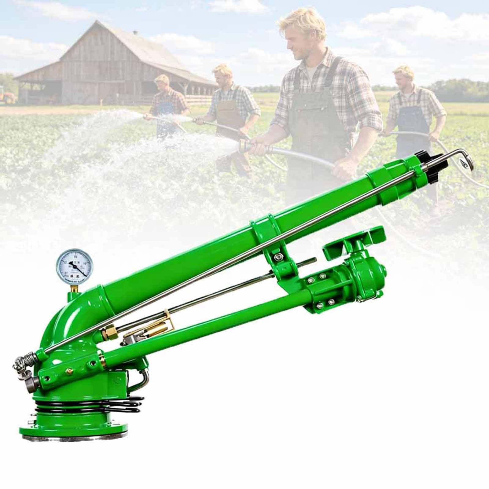 Arroseur à impact de 50 mm avec manomètre et buse - Pulvérisateur d'eau rotatif à 360° pour ferme, pelouse, jardin