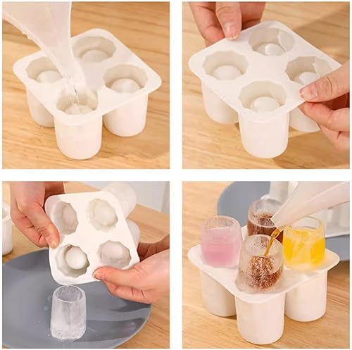 Miniatura 4 de Bandejas para cubitos de hielo, 2 unidades, bandejas de hielo de silicona para congelador, bandeja de silicona de fácil liberación, 4 cilindros de