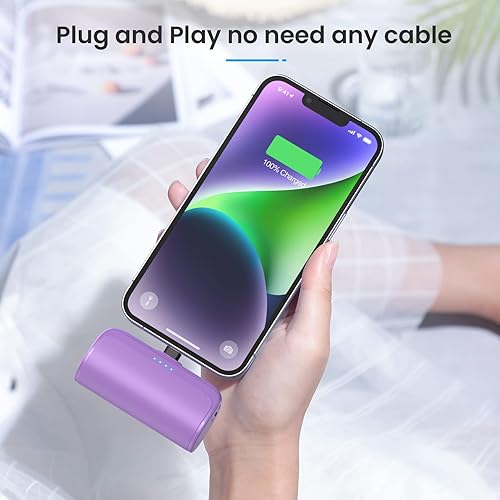 Miniatura 10 de Mini cargador portátil para iPhone, cargador de teléfono portátil de 5200 mAh, batería de carga rápida PD ultracompacta compatible con iPhone 1414