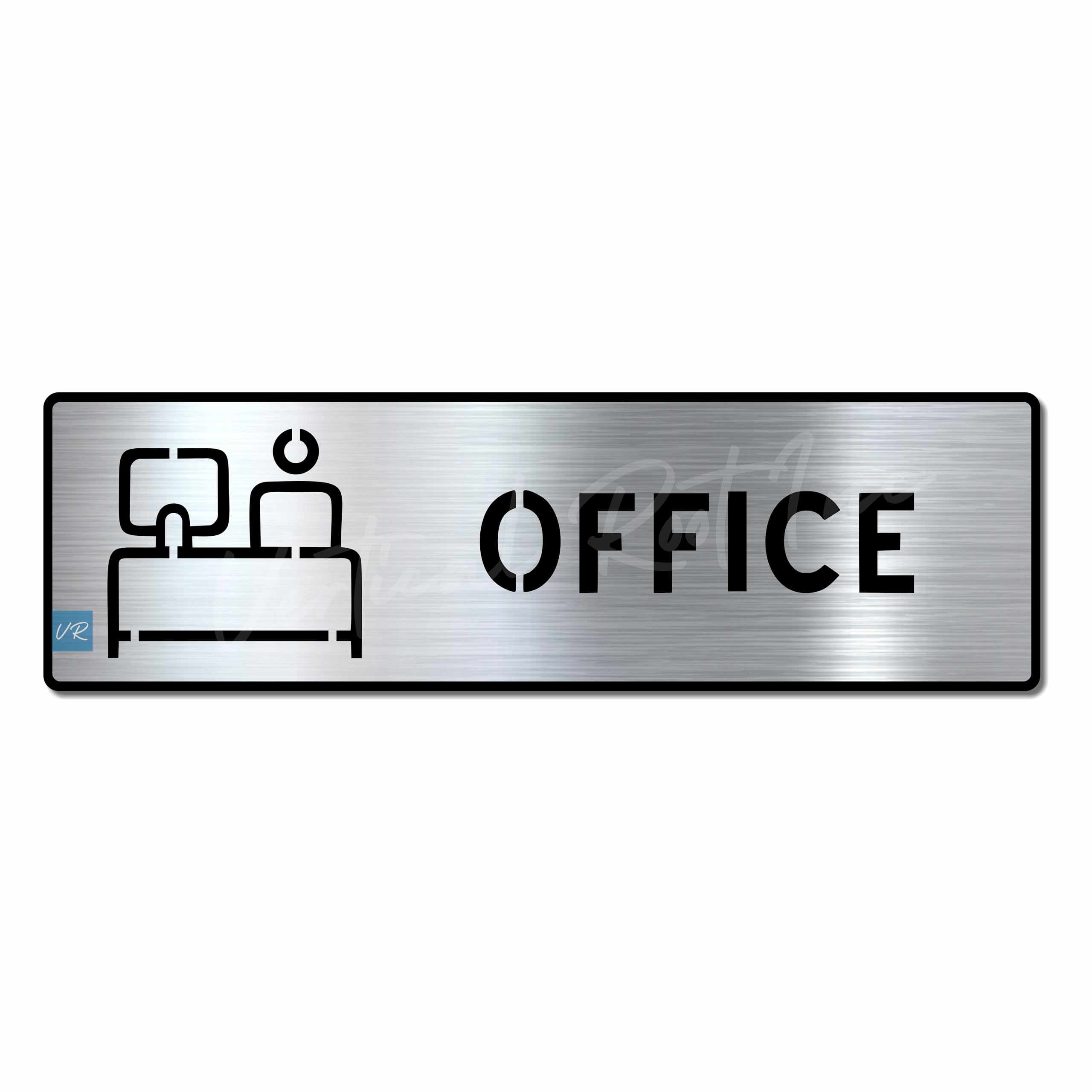 Vertical Root Inc® Premium Brush Steel Finish Acrylic OFFICE DOOR Sign Easy to Mount 3M Self-Adhesive Tape Signage for Hotel Office Resort Society Corporate Business Hospital
