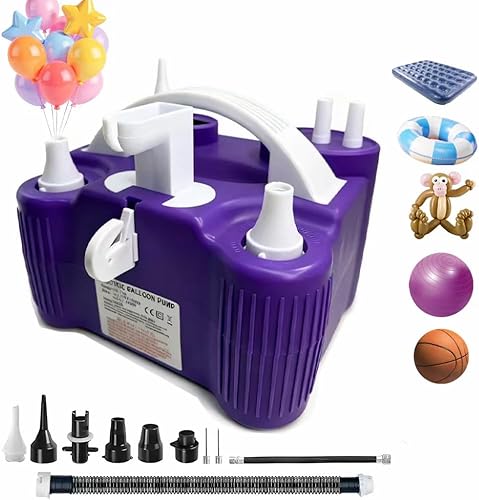 Bomba eléctrica de globos 4 en 1 para todos los globos, inflables y pelotas deportivas, puertos de inflado triples para globos de Mylar de papel de