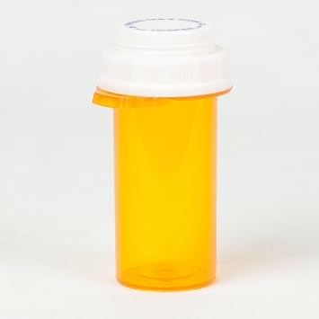 Five Star Supplies Thumb Tab Plastic Pill Bottles - Reversible Cap Easy Open & Child Resistant - Pill Container Prescription Vial - Easy Open/Push N Turn Amber, 10 DRAM 255 ct.