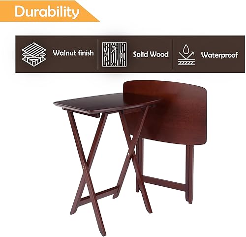 Miniatura 4 de Juego de mesa de madera lacada de 2 piezas mesas rectangulares plegables para aperitivos, bebidas, libros y más