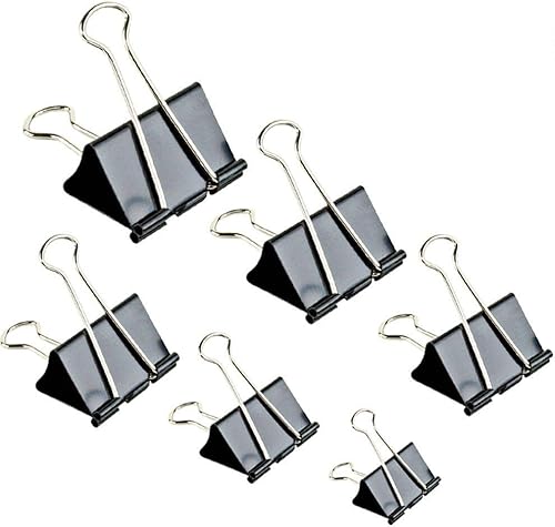 Clips para carpeta abrazadera de papel para papel 130 unidades carpeta de papel varios tamaños negro Clips para carpeta abrazadera de papel para papel 130 unidades carpeta de papel varios tamaños negro