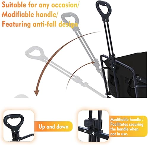 Miniatura 5 de Carrito de playa plegable resistente de 330 libras de gran capacidad, carritos de jardín plegables con ruedas grandes todo terreno, mango ajustable,