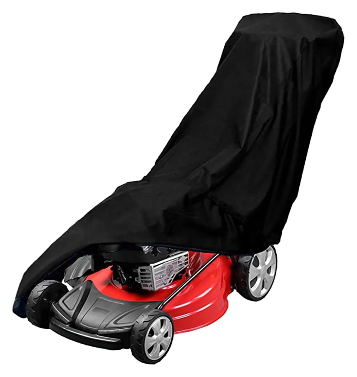 Lawn Mower Cover 1 Pcs Outdoor Lawn Mower Cover 210D Polyester Oxford Cloth Waterproof UV Protection Universal With Drawstring Black