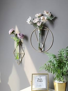 花瓶　グリーン　金粉 Amazon.co.jp: フェイクグリーン 吊り下げ 花瓶 壁掛け セット