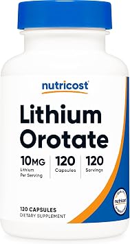 Nutricost Lithium Orotate 10mg 120 Capsules - Vegan Lithium Supplement, GMO-Free, Gluten-Free