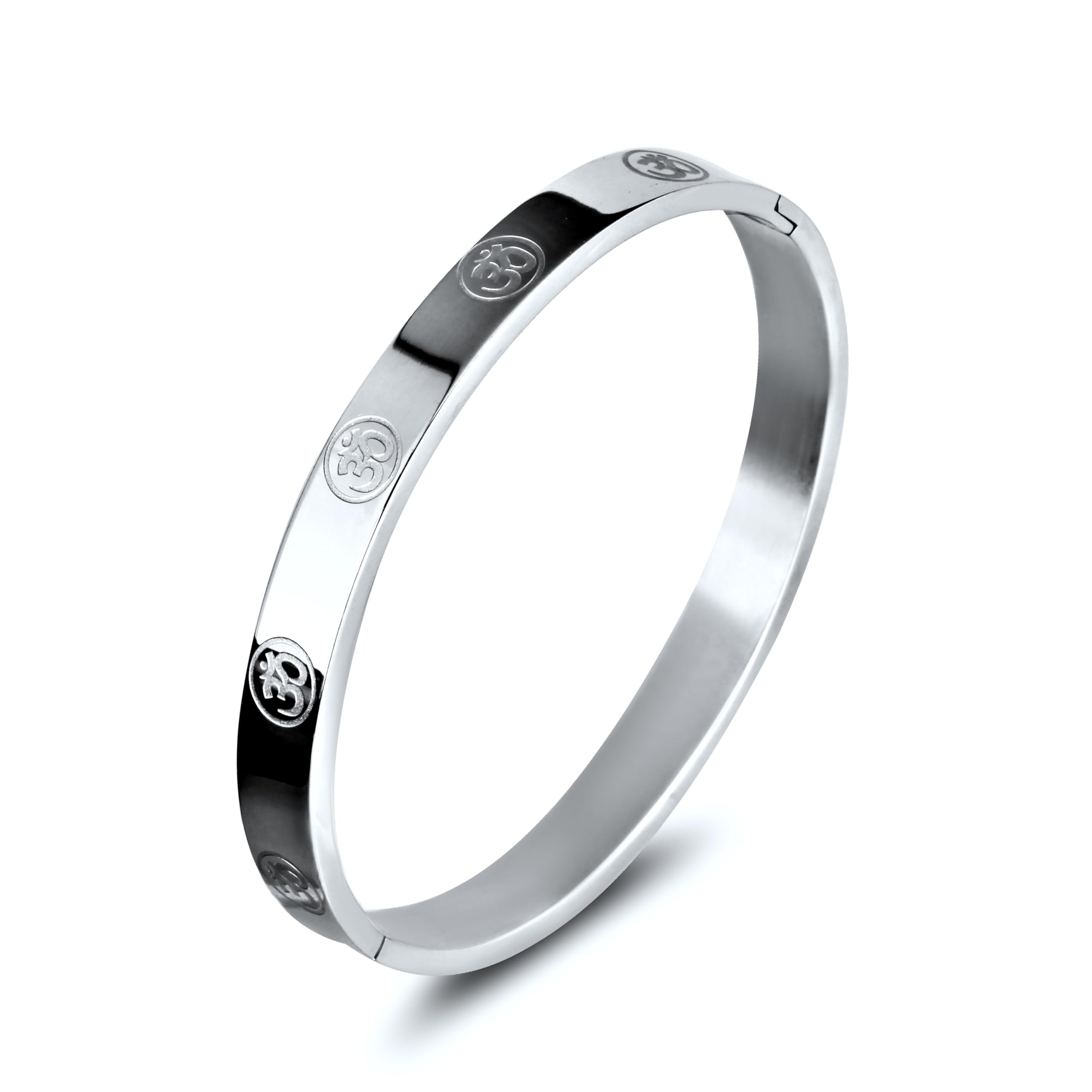 Bracelet for Men Stainless Steel | Aum Om Kada for men Bracelets | Bracelet for Boys Rose Silver Kada | Waterproof, Anti-tarnish Bracelet, Rust-free, Skin friendly | 8 mm Bracelets for Men