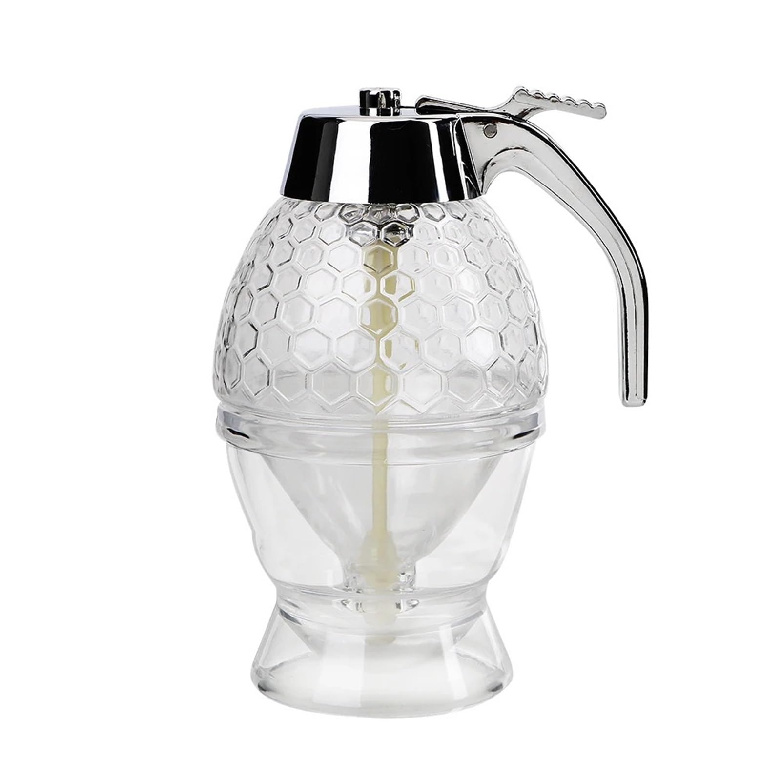 EnxJire Honey Dispenser Glass/ABS Dispenser Pot Honey/Syrup with Handle Honey Jar Syrup For Cake Dessert Oil Bottle(ABS material)