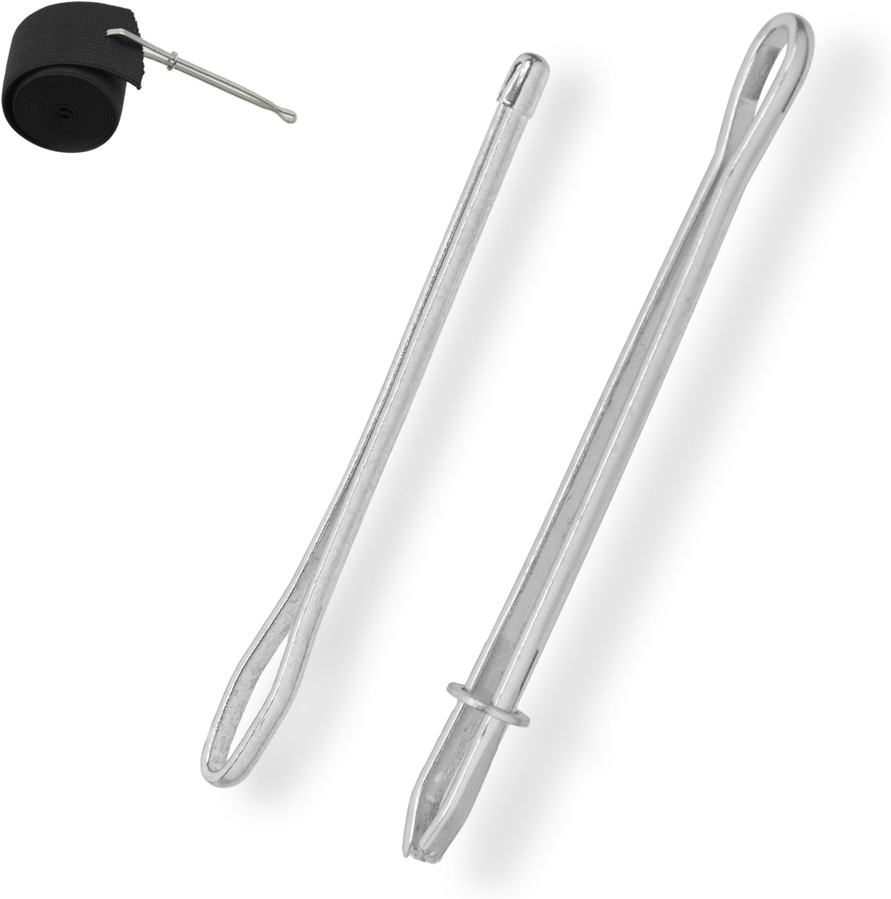 2 Pcs Needle Puller Set, Flexible Bodkin Needle Puller Drawstring, Adjustable Clip Elastic Rope Drawstring Guide Sewing Tool Threading Device for Home Use
