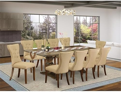 Miniatura 5 de East West Furniture LAGA11-78-03 - Juego de mesa de comedor de 11 piezas, incluye una mesa de comedor rectangular con hojas extraíbles y 10 sillas