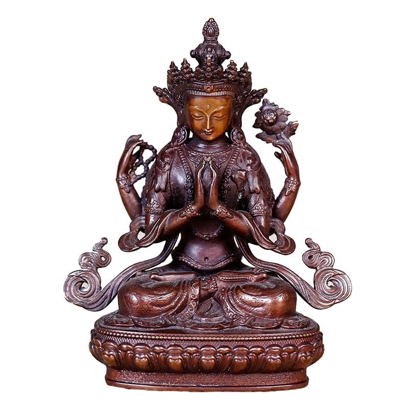 仏教古美術 純銅静座観音 四腕観音仏像文化遺産 文化財仏像伝承　開光奥深い古美味 仏教古美術 純銅静座観音 四腕観音仏像文化遺産 文化財仏像伝承