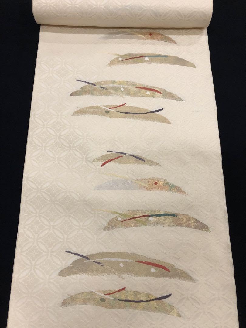 Amazon.co.jp: 西陣織 九寸名古屋帯 クリーム 着物 付下 色無地 小紋 