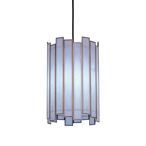 Wrlmfy Tiffany Pendant Lighting, 7" Brass Cylindrical Hanging Lamp with