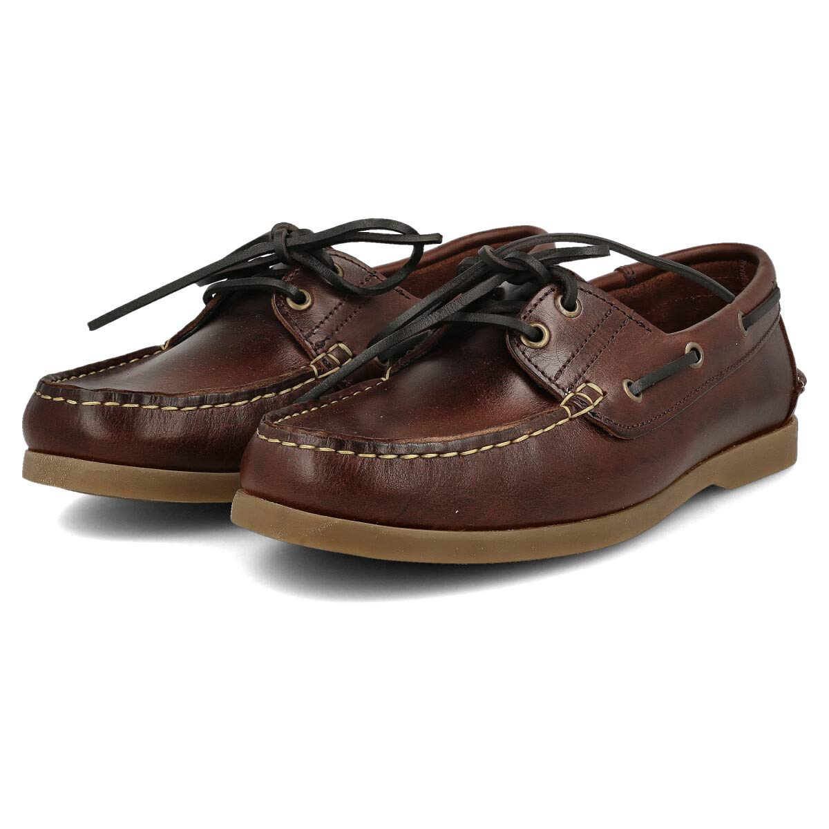 Scarpe da Barca Uomo in Pelle Speciale Seahorse Oliata. Fatto in Spagna. 2 Occhielli Classici Stringata. Suola in Gomma. Marrone e Blu