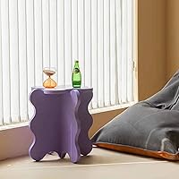 Vista 21 de HM&DX Mini mesa de centro de pétalos, mesa auxiliar de madera maciza con ondas de dibujos animados con patas en forma de X, mesa auxiliar