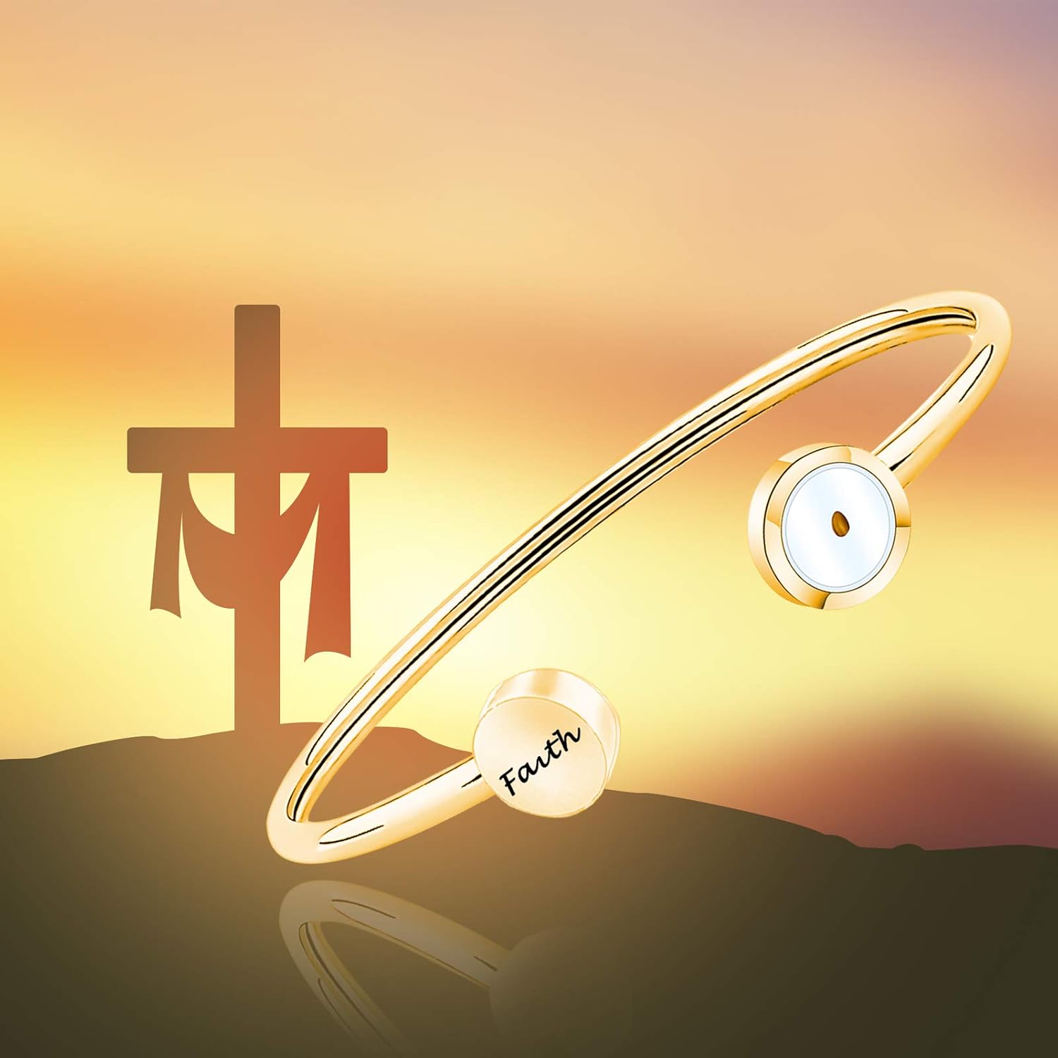 FAADBUK Christian Gift Cross Mustard Seed Bracelet Faith Mustard Seed Jewely Religious Inspirational Jewelry - Image 5