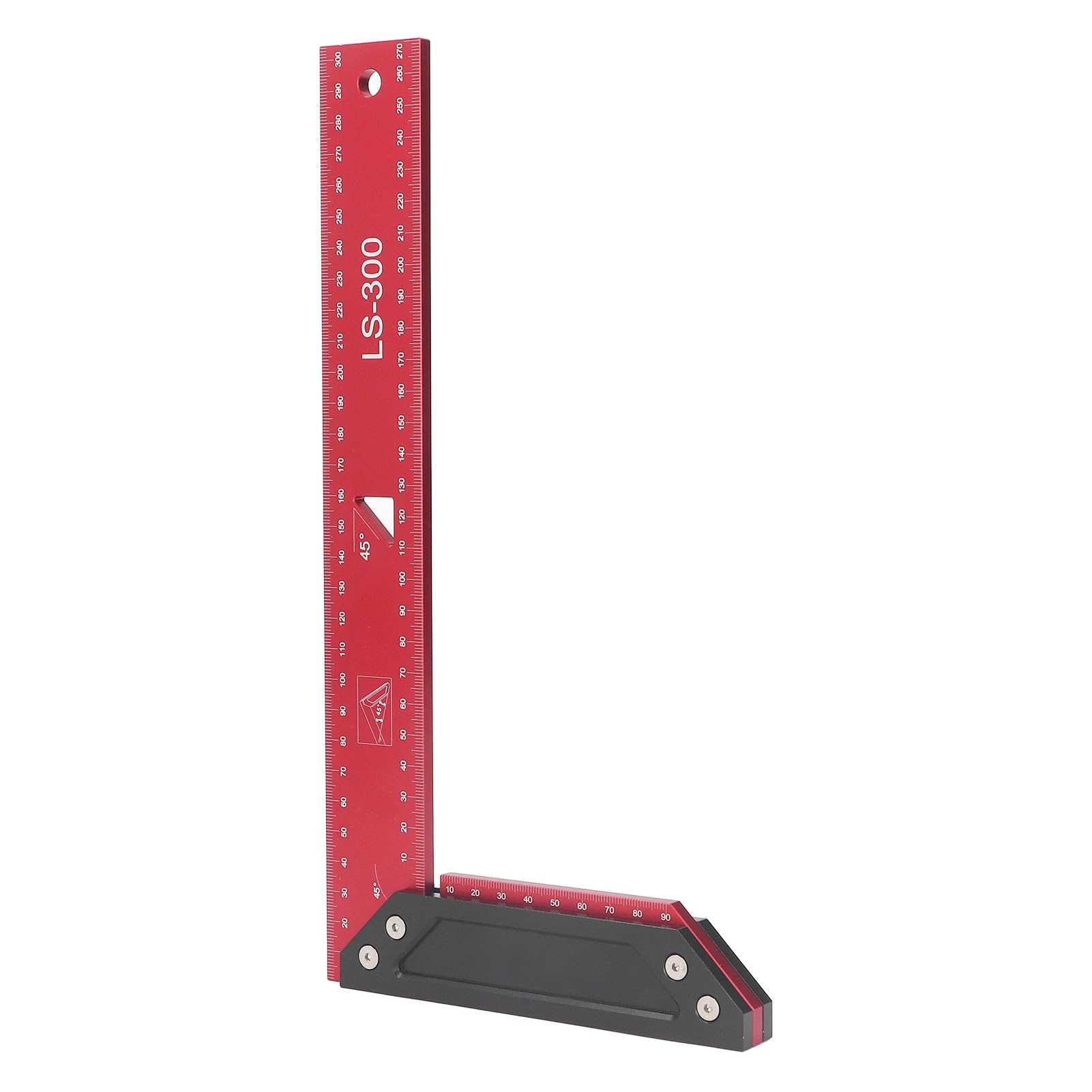 Regla de trazado para carpintería, regla para carpintería en forma de L, regla de trazado de aleación de aluminio con llave hexagonal, regla de medición doble de 45° de lectura