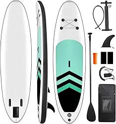 Prancha de Stand Up Paddle Inflável(320*76*15 cm), Prancha de Surf, Prancha de Remo Inflável, Prancha de Stand Up Paddle Inflável, Prancha de Remo Inflável com Acessórios, Bomba Manual, Nadadeiras
