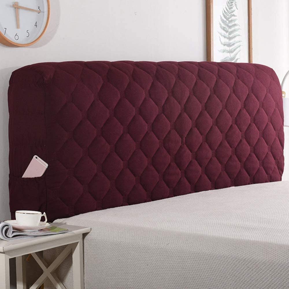 Copritestiera Elastico In Tessuto Premium - Copertura Per Testata Letto Matrimoniale, Antipolvere E Lavabile, Vino Rosso 200cm - 3