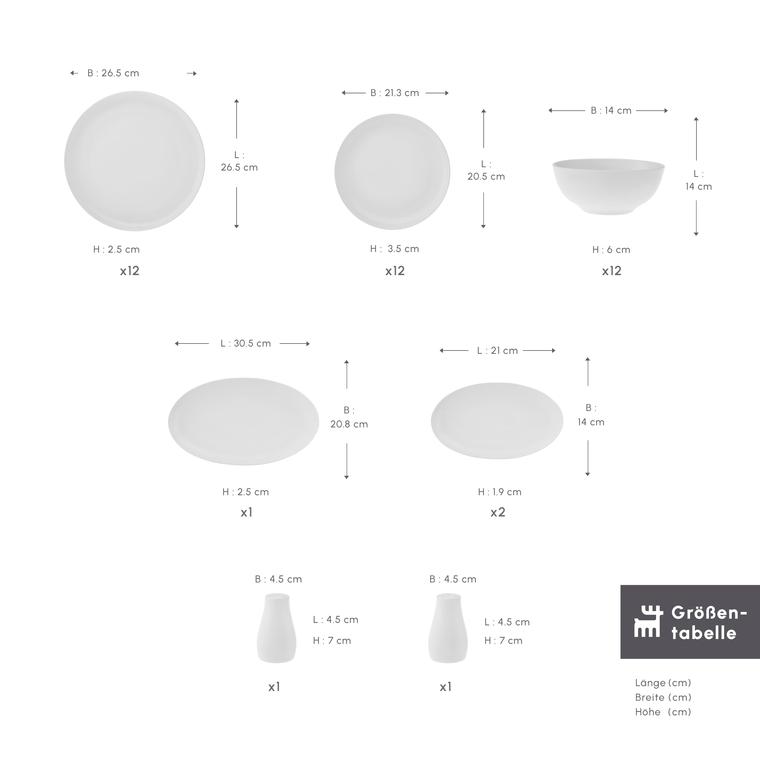 Karaca Allure 41-pièces vaisselle 12 personnes New Bone - Set exquis pour un art de la table exigeant