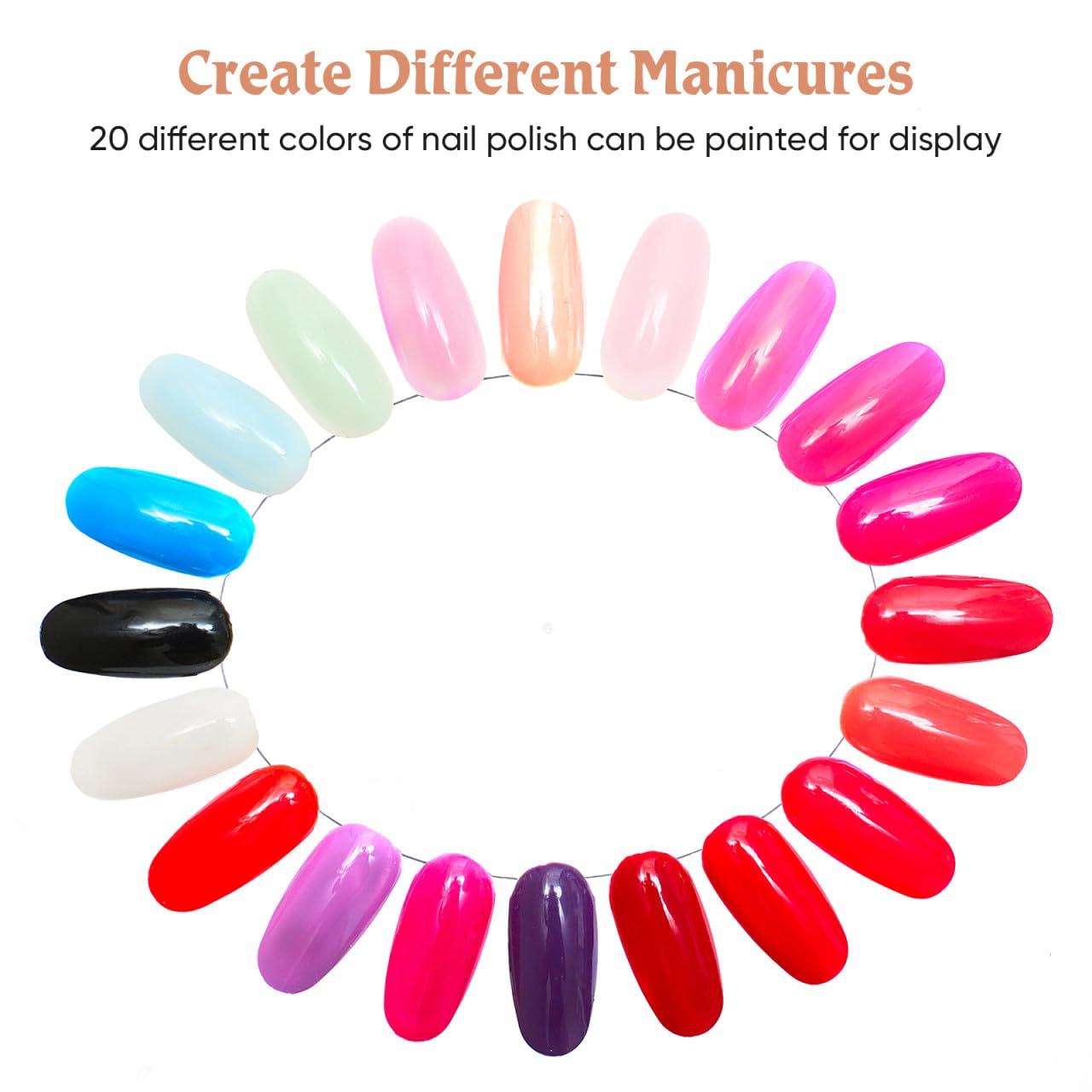 10pcs Nail Art Practice Card Tips Round Color Chart for Nail Clear Nail for Gel Polish Nail Polish Palette Builder Tester Wheel Nails Finger Transparent Nail Polish Color Display