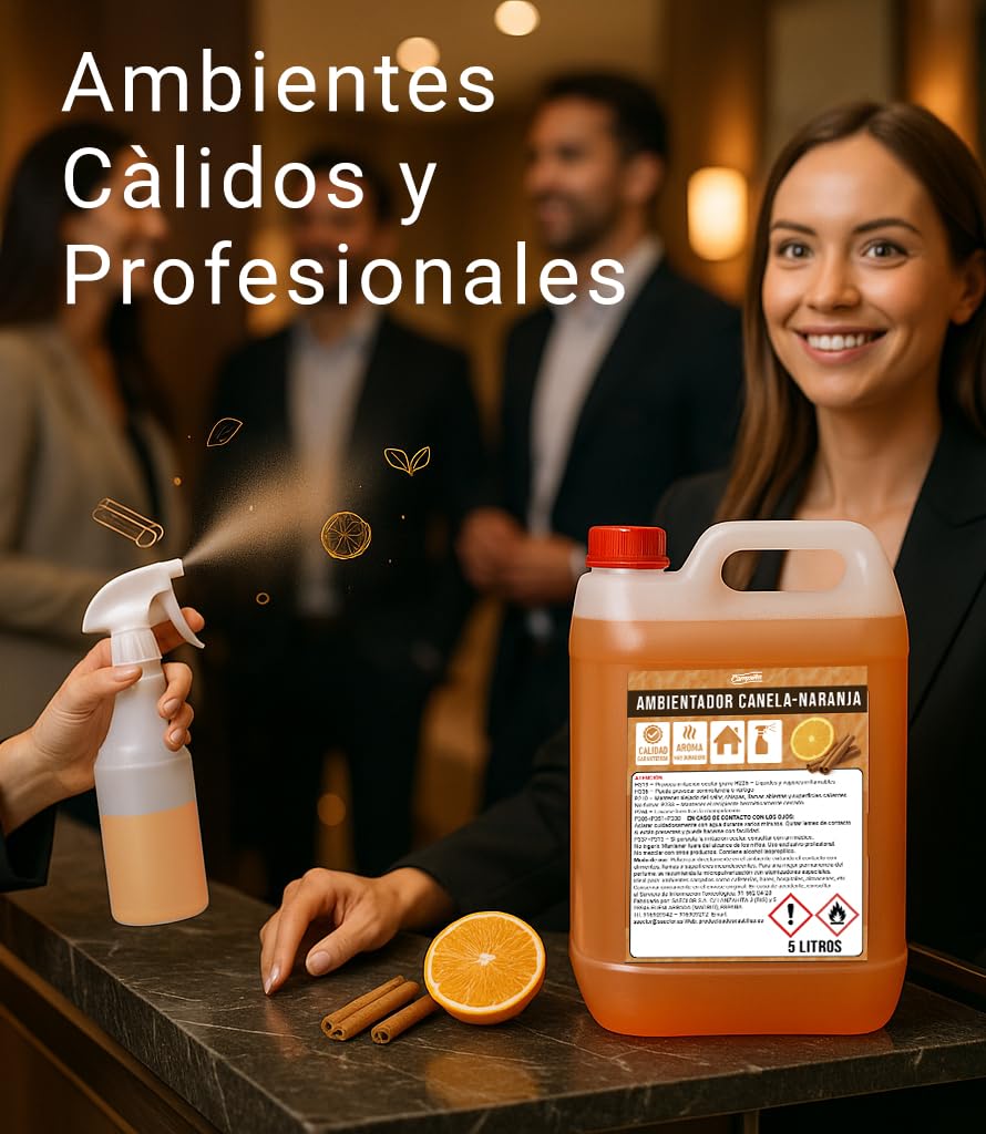 Ambientador Canela Naranja Aroma Profesional Duradero 5 Litros Neutraliza Olores Ideal Hogar Oficina Tiendas Hoteles Restaurantes Uso Intensivo Listo Para Usar Gran Rendimiento