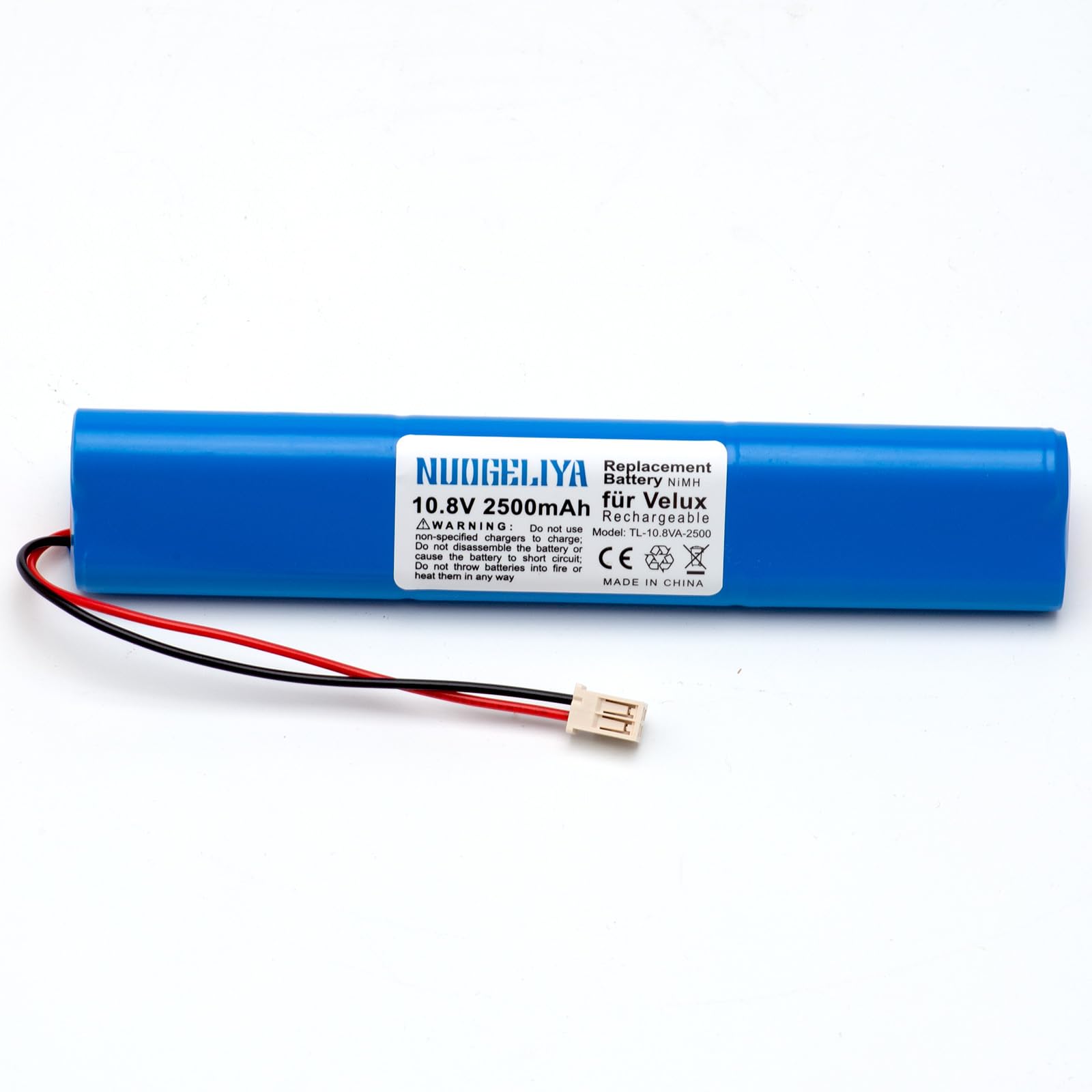 Batería de repuesto para ventanas solares Velux y persianas enrollables, 10,8 V, 2500 mAh, NiMH con cable y enchufe
