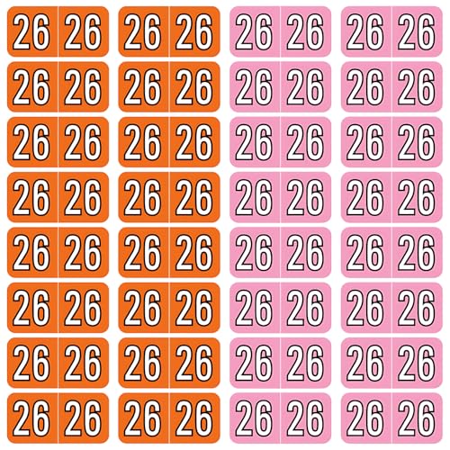 YHOMU 2 Pcs Year Stickers, 1000 Pcs File Folder Labels, 2025-2026 Chart Stickers, 0.75 X 1.5 in, Colorful Labels for Organization, & Orange