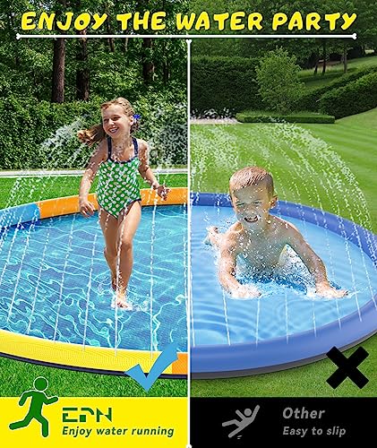 EPN Splash Pad, 13FT Size Extra Large Sprinkler Play Mat for Dogs & Kids, Thicker Pool Summer Outdoor Water Toys Fountain Pad for 3+ Children & Pets - Thumbnail 4