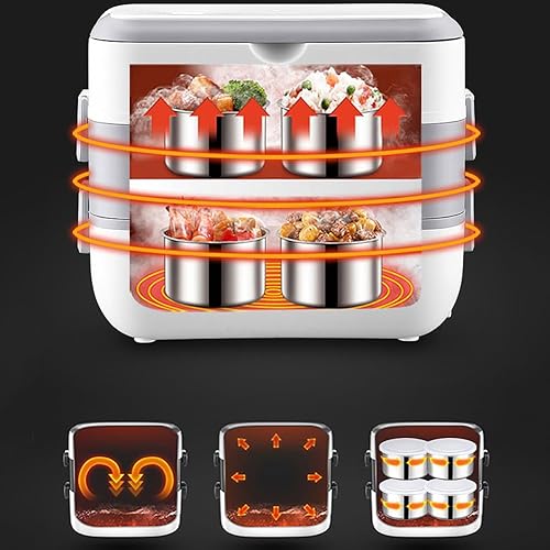 Miniatura 7 de 200w eléctrico calentado fiambrera portátil multifuncional Bento Box contenedor de alimentos con diseño de mango enchufe de EE. UU