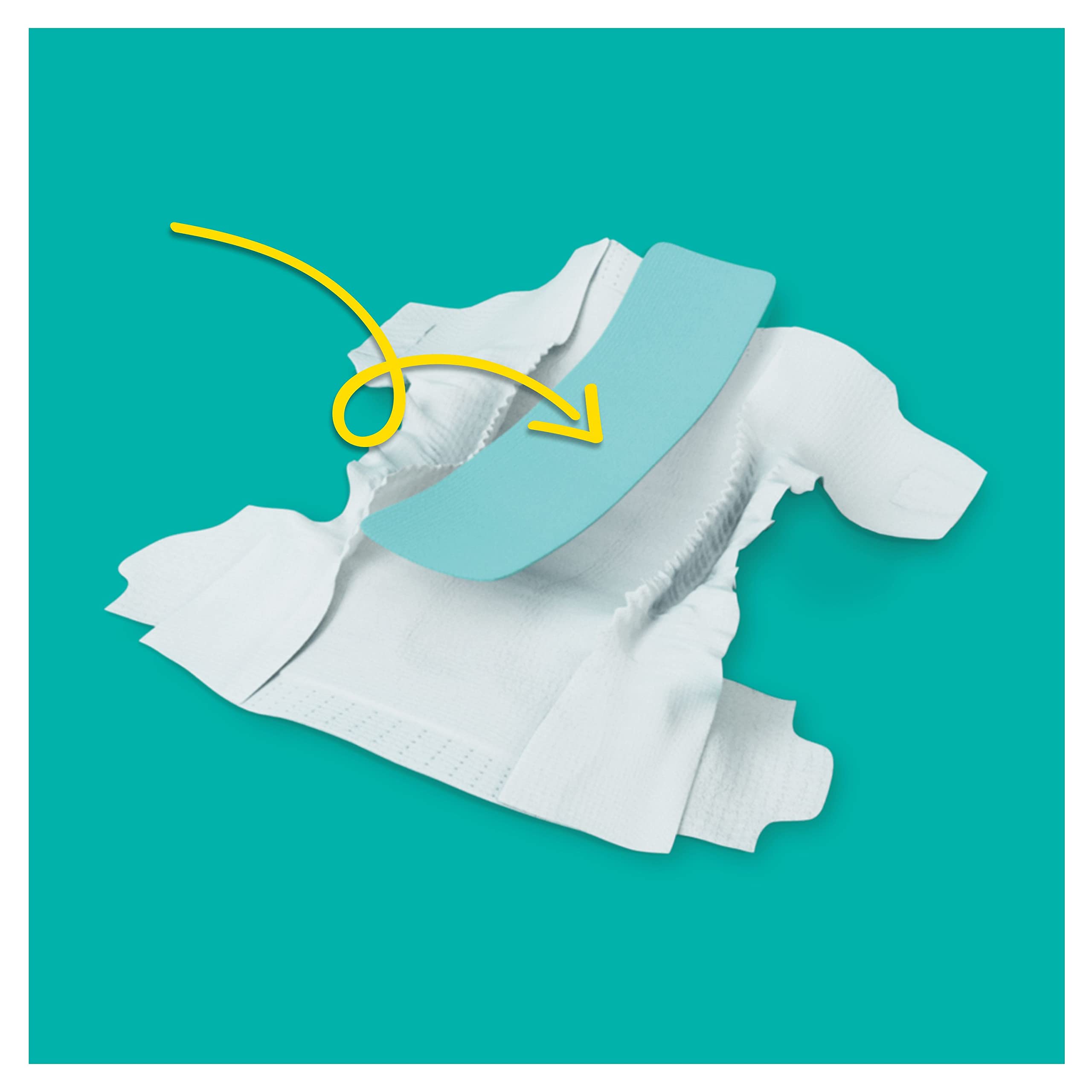 Pampers Couches Taille 3 (6-10 kg), Baby-Dry, 198 Couches Bébé, Pack 1 Mois, Jusqu'à 12h Bien Au Sec et Avec Double-Barrière Anti-Fuites