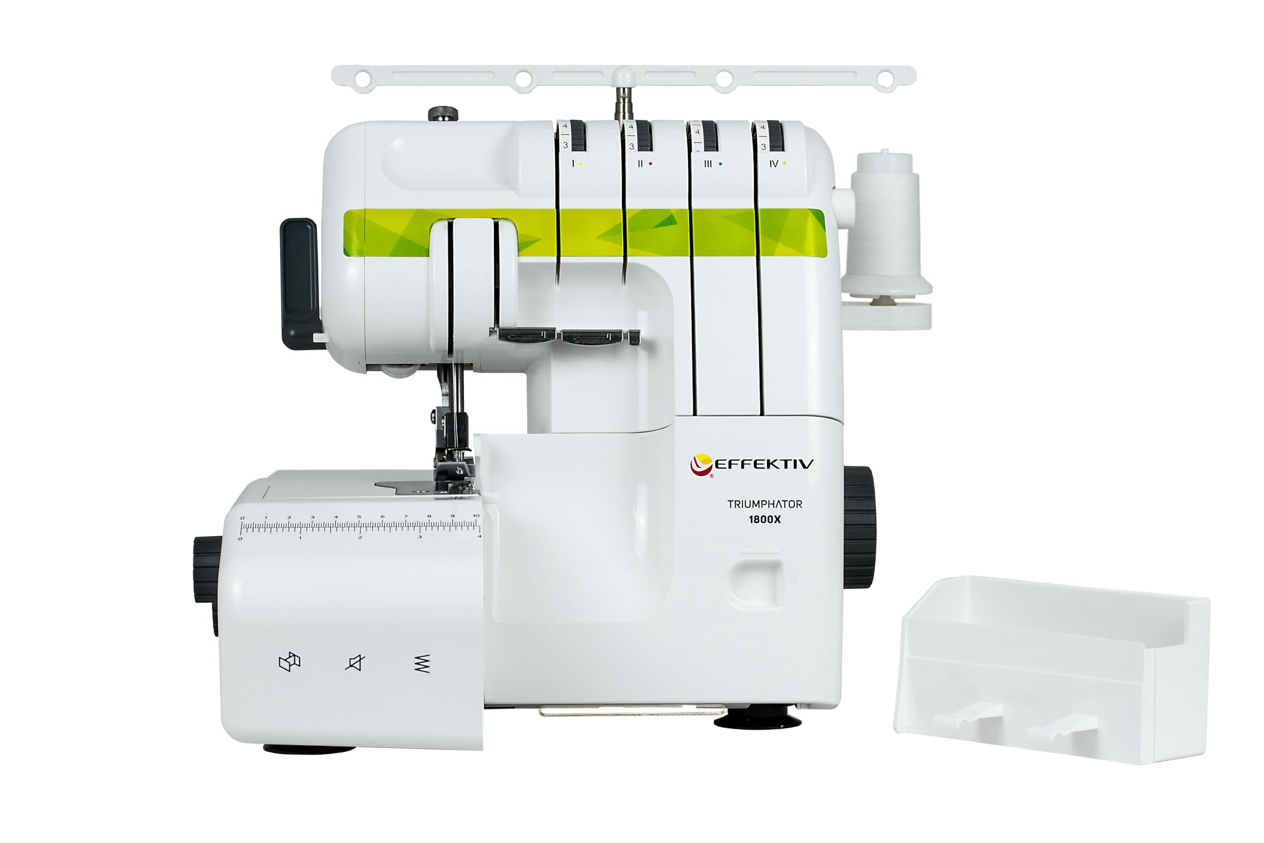 Triumphator 1700X Overlock, maszyna do szycia overlock, gwint 3/4 z mechanizmem różnicowym, pełna metalowa rama, 14 ściegów, automatyczne nawlekanie, moc 120 W - 1200 ściegów/min, pedał nożny