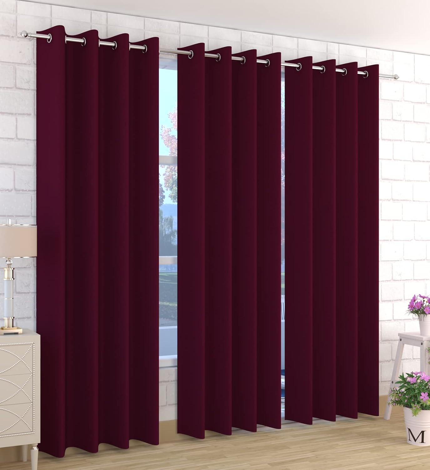 Kiara Creations 1 Piece Room Darkening Thermal Insulated Blackout Curtains for Door 7 Feet, Wine