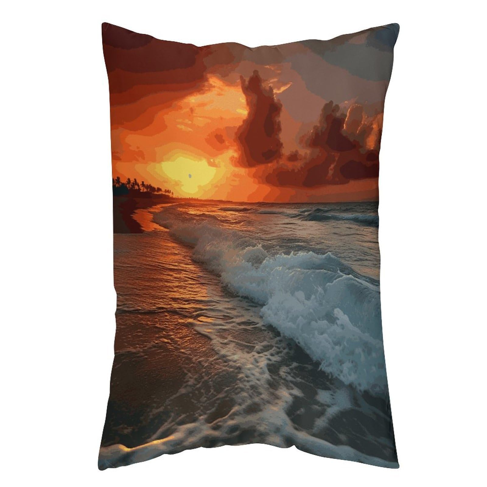 LDGSUPH The Beach Sunset Pillow Cases Soft Pillowcase with Invisible Zipper Wrinkle Resistant Pillow Covers Breathable Removable Pillow Protector for Bed Sofa Car 16 "x24