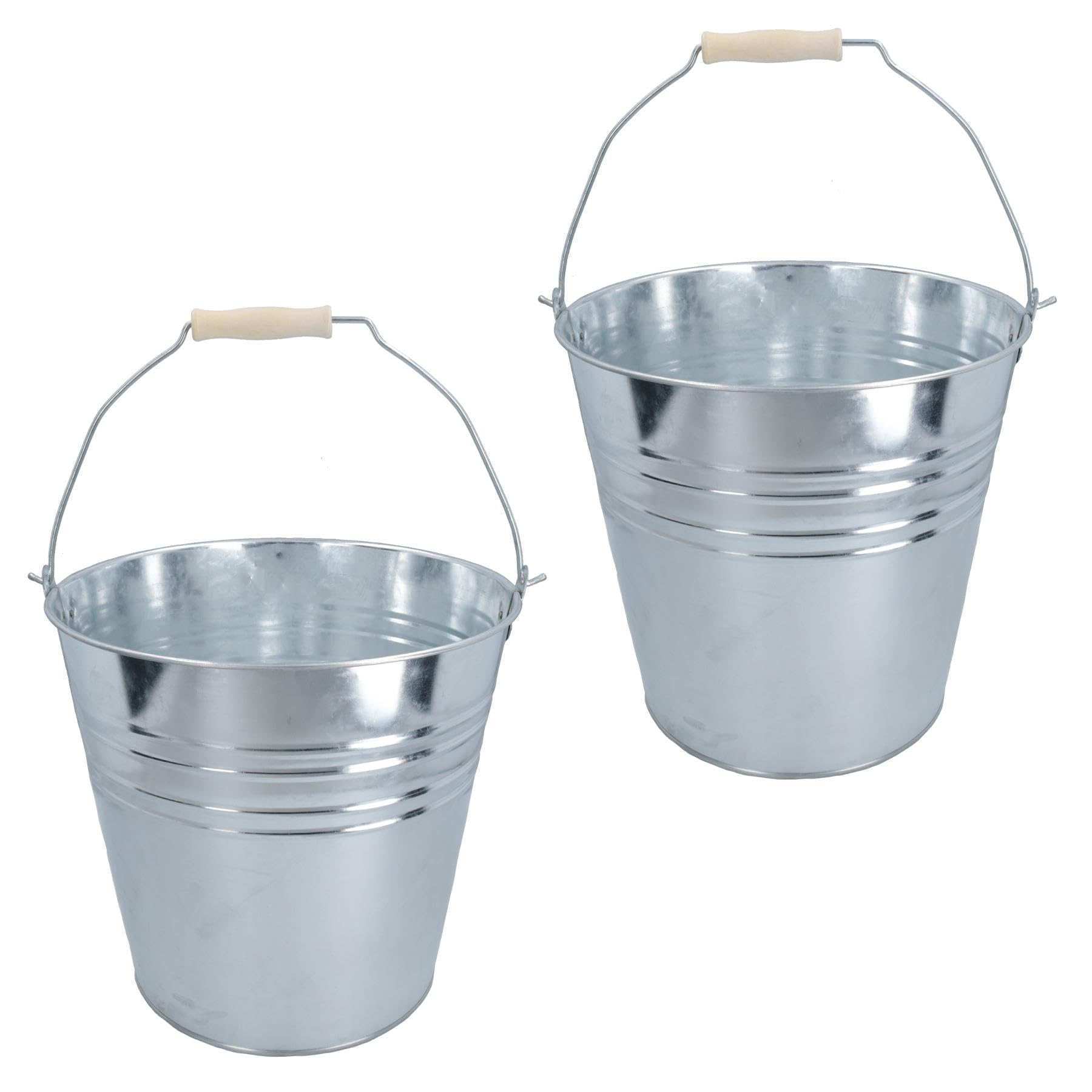 10L Galvanised Steel Metal Bucket Pail Water Coal Fire Greenhouse Garden Plants 2pc