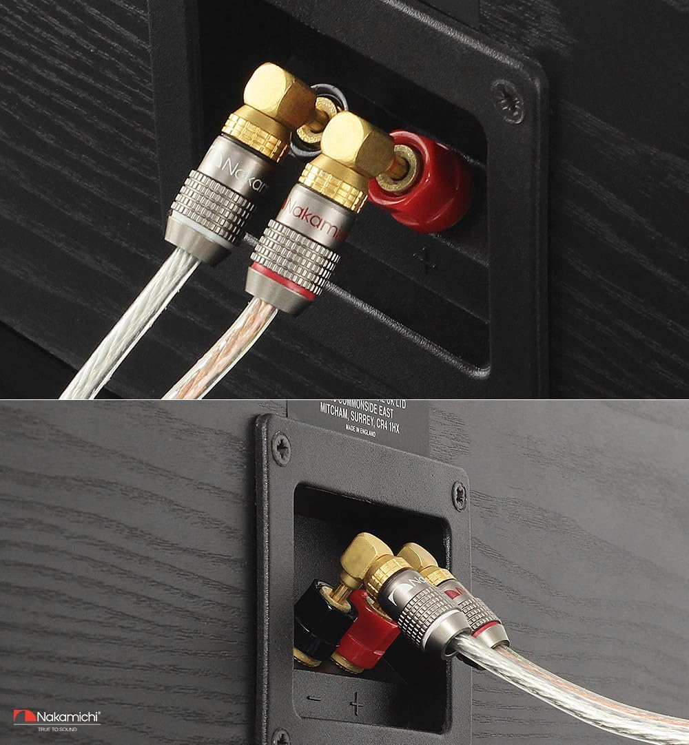Nakamichi FanLock Excel Series 24k Gold Plated Right-Angle Banana Plug 10 AWG - 18 AWG Gauge Size 4mm for Speakers Amplifier Hi-Fi Home Theatre Wire Cable 90 Degree Quick Connector, 4 Pcs (2-Pairs) - Image 9