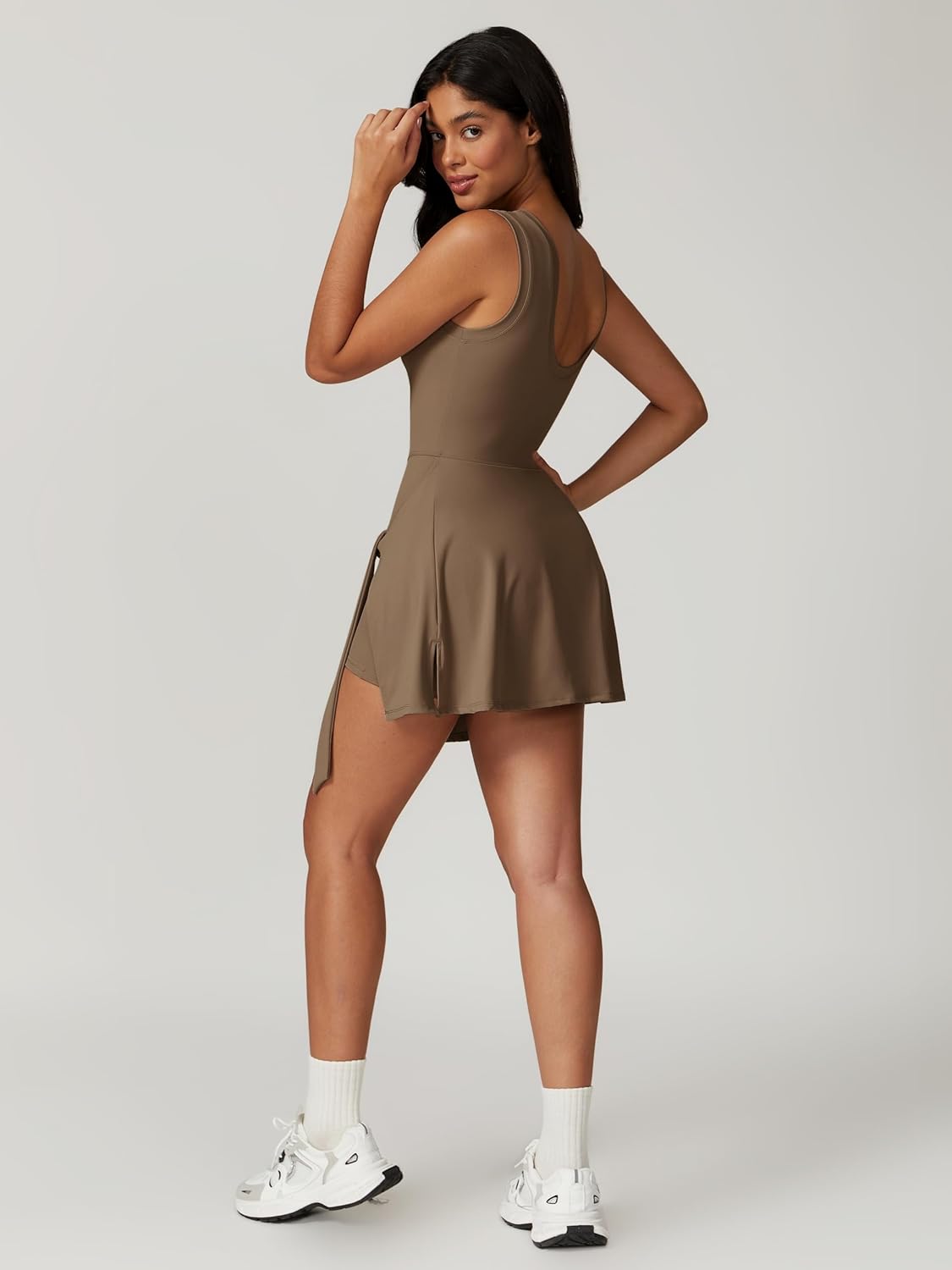 ABOCIW Womens High Neck Tennis Dress Sleeveless Wrap Skirt Built in Shorts Golf Athletic Dress Workout Rompers - Image 6