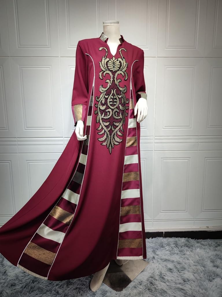 Amazon.co.jp: ラマダンイードイスラム教徒女性ロングドレスイスラムアラブアバヤ中東ドバイカフタントルコエスニックレース刺繍マキシローブ :  ファッション [PIXOLE] 女性のドレス ムスリム アバヤ スパンコール刺繍 アラビア ドバイ エスニックドレス フルレングス 礼拝服 イスラ