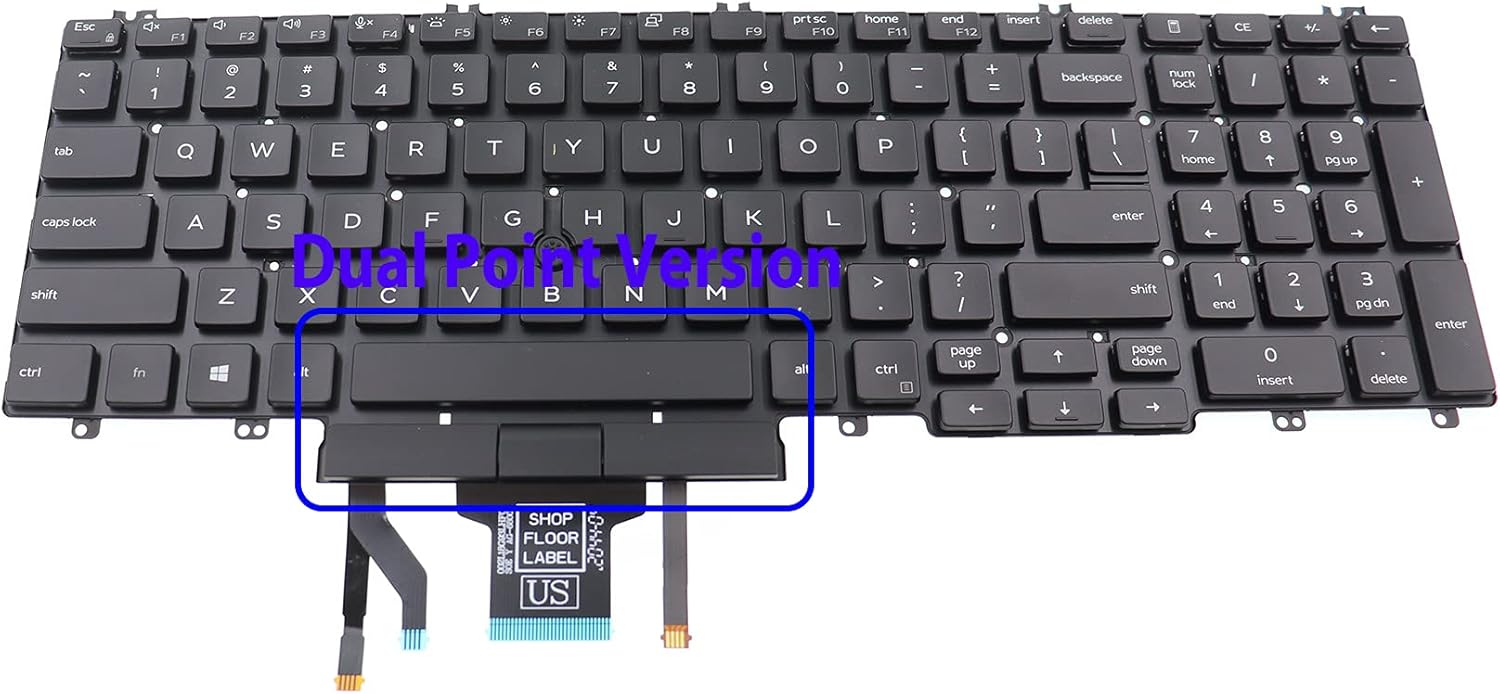 LeFix US Backlit Keyboard with Stick Pointer W/O Frame Compatible with Dell Latitude 5500 5501 5510 5511,Precision 3550 3551 3540 3541|Dual Point Version,0MMHTV