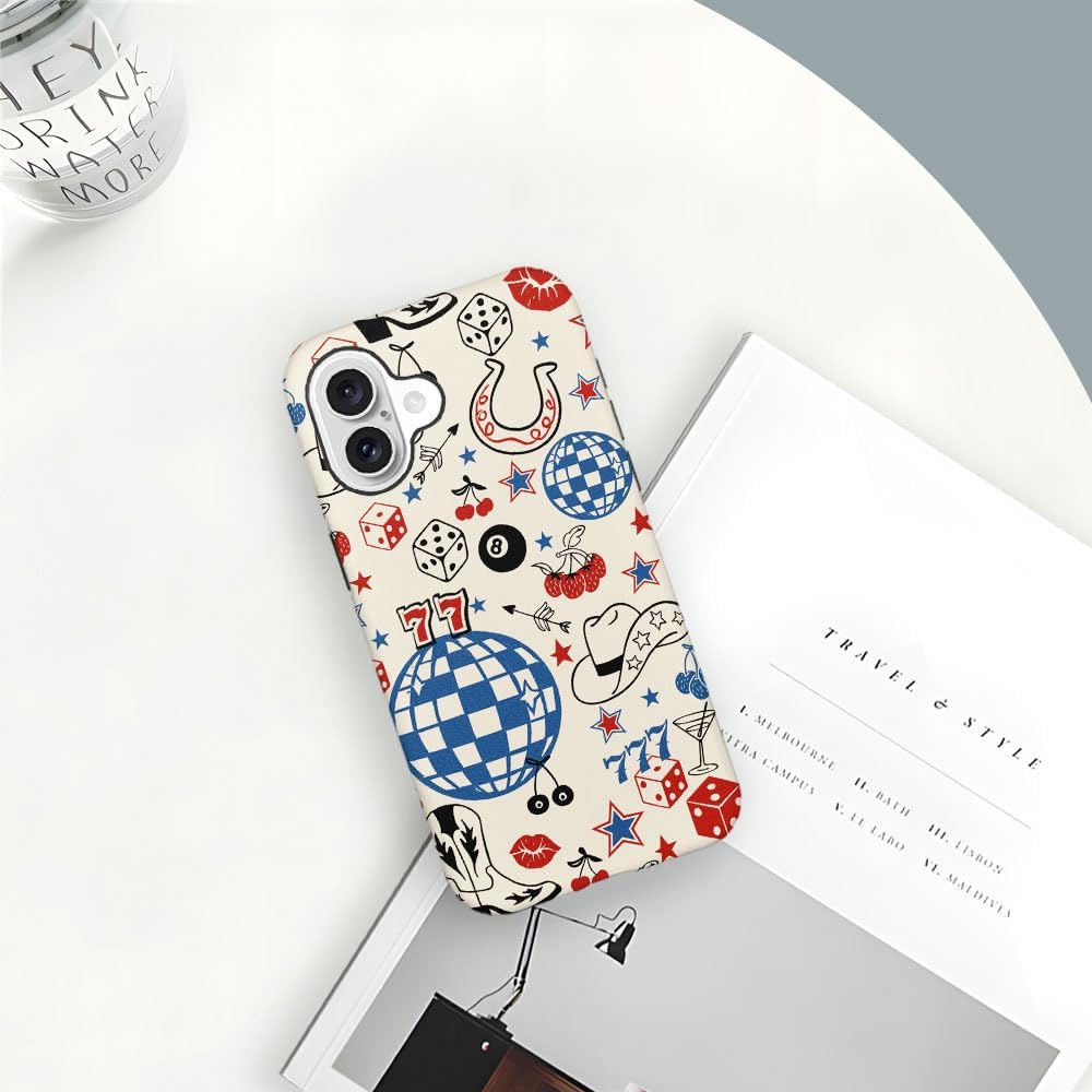 Case Compatible with iPhone 16 Plus,Hybrid 2-Layer Hard Shell,Shockproof Soft for Girl Women,Classic Western Cowboy Boots Retro image 4