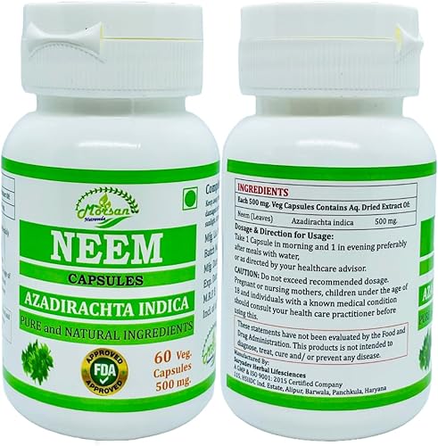 Miniatura 2 de Morsan Nutraveda 's Azadirachta indica (Neem) Cápsulas  Paquete combinado de 2 x 60 x 500 mg. Veg. Cápsulas (2)