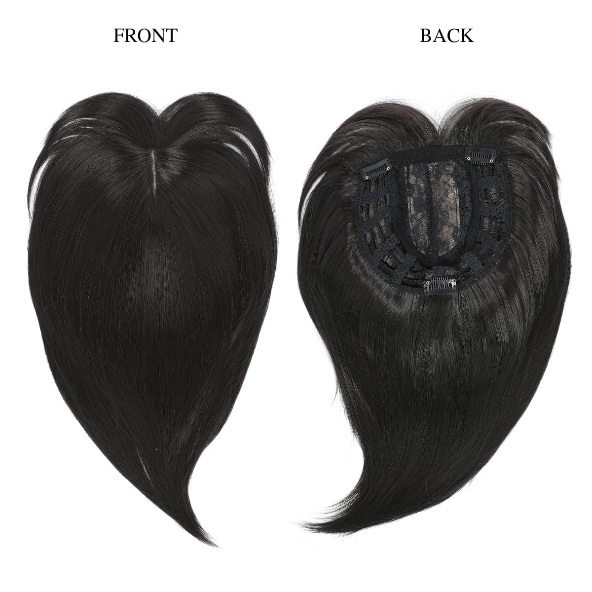 Yamel Hair Topper for Women Natural Synthetic Hairpieces 12 Inch Sunburn Hair Topper with Bangs Straight Wiglets Hairpieces for Thinning Hair - Image 4