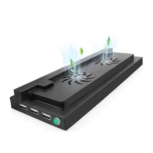Soporte vertical para Xbox One S con ventilador de refrigeración soporte para consola de juegos ELM para Xbox One S con 3 puertos USB