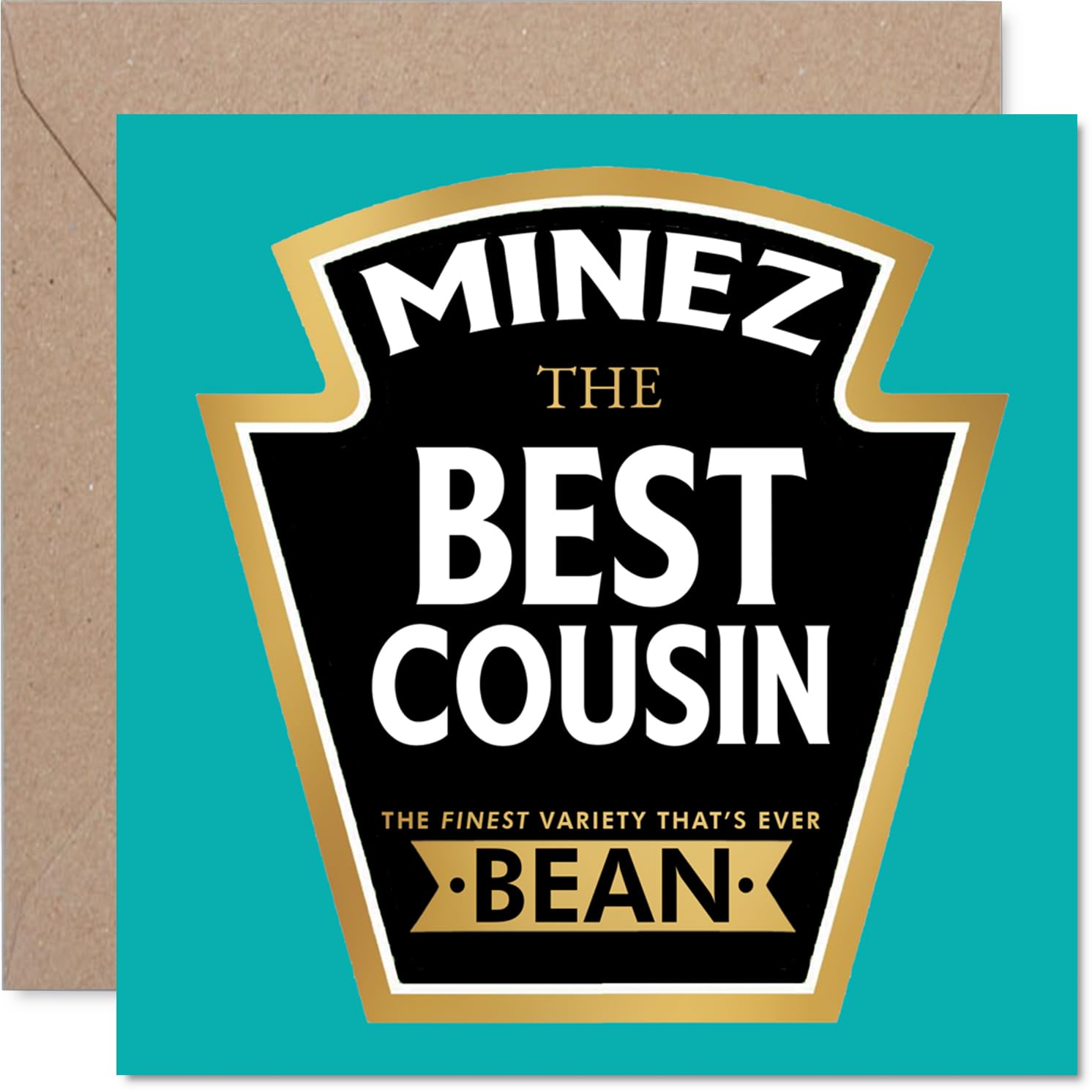 Cousin Birthday Card - Ever Bean - Happy Birthday Card for Cousin from Family Relative, 145mm Product Label Style Bday Greeting Cards