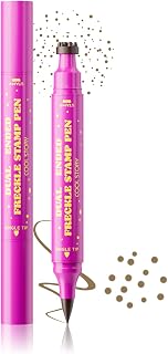 COOL STORY Dual Ended Freckle Stamp Pen, 2n1 Multi Natural Sunkissed Faux Freckle Pen&eyeliner pen, Waterproof Smudge Proof Long Lasting For Face Makeup,F1#Beige brown