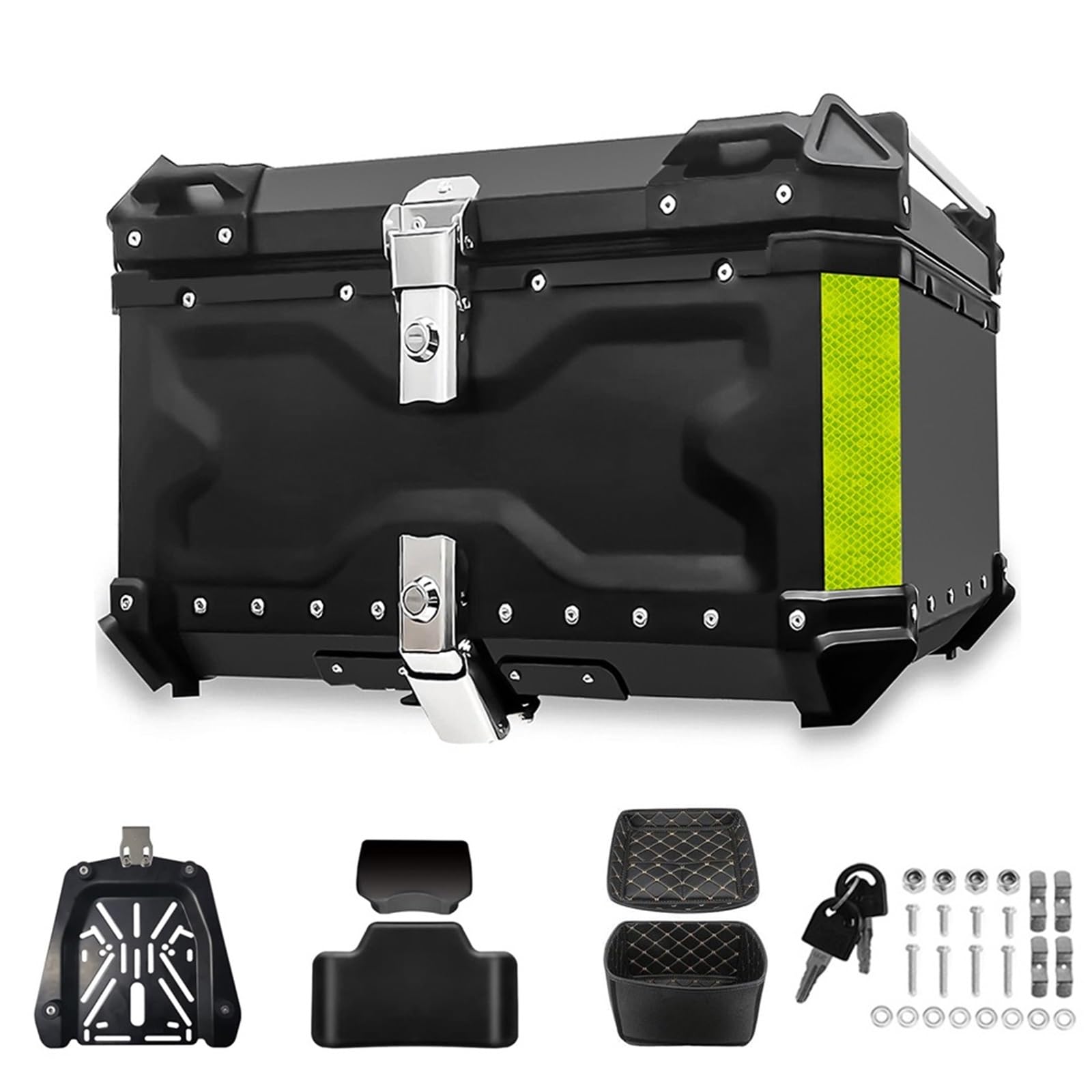 motocyklowyTopcase 2024 Pasuje do VOGE DS525X Valico 525 DSX 650D 900DS ADV CNC Aluminium Motocykl Kask Box Bagażnik Górny Skrzynia Podróżna bagażnika motocykla(65L Black with X)
