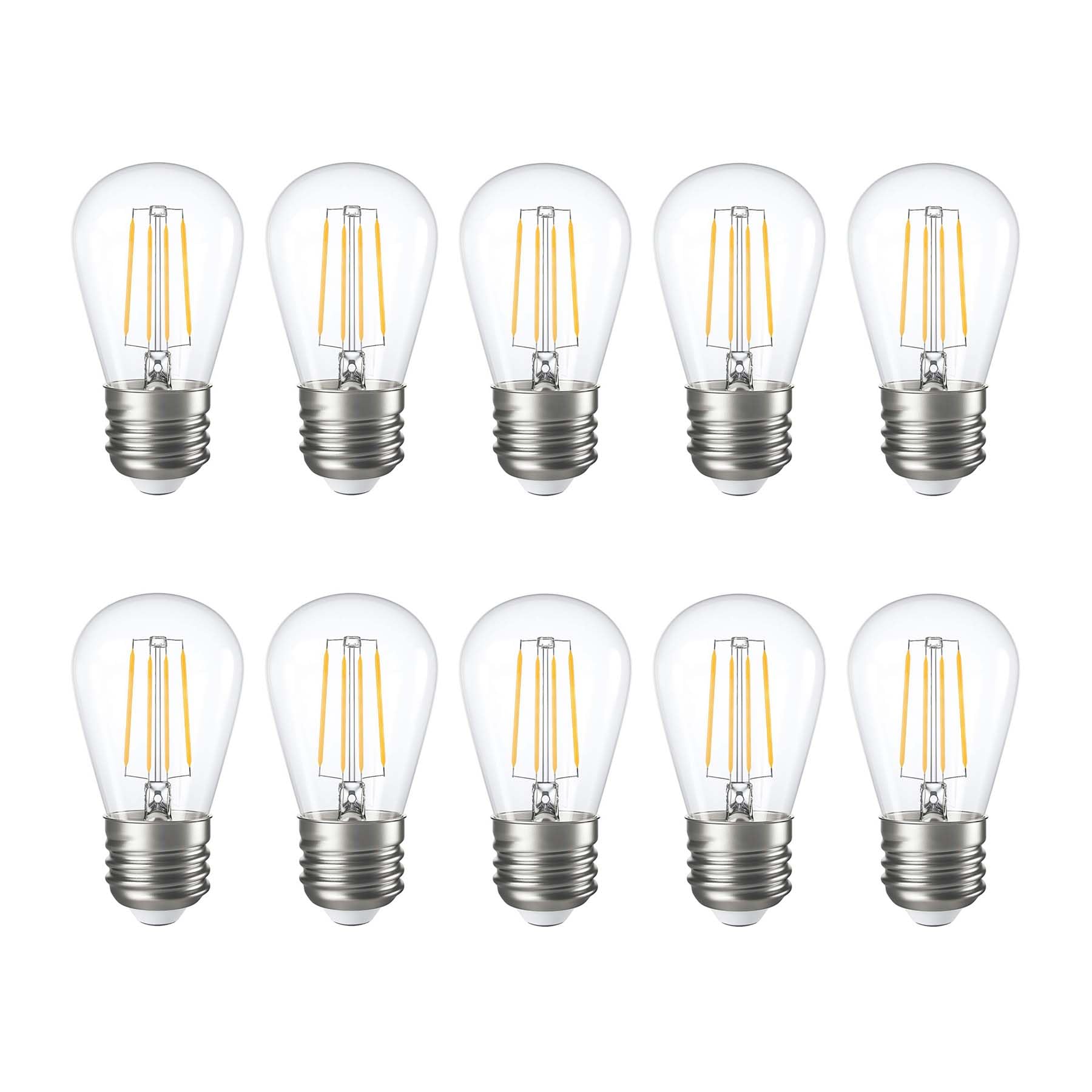 G.W.Sยฎ LED Filament Bulb, S14 E27 Edison Screw, LED Pear Bulb, 4W Dimmable Warm White 2700K, Clear Glass, Pack of 10