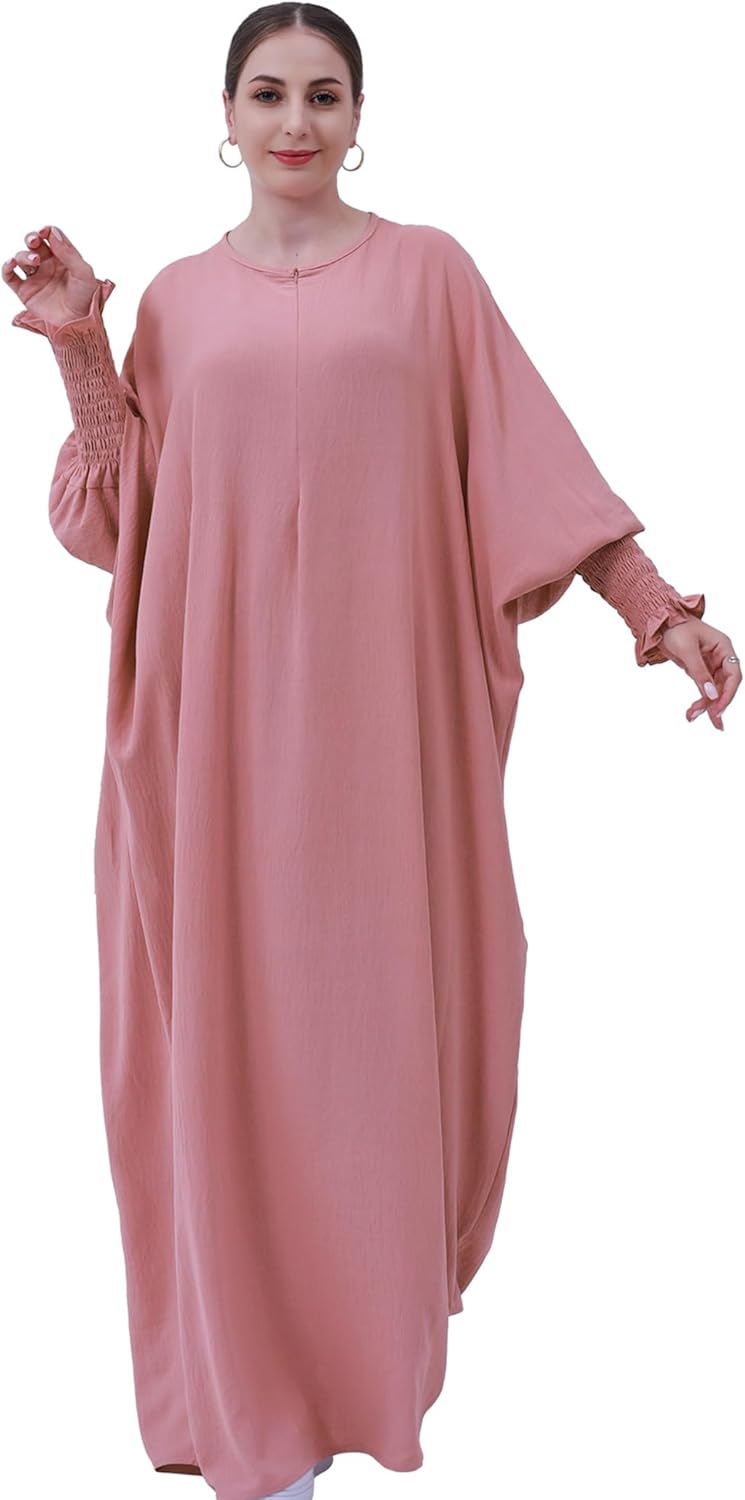 Muslim Prayer Abaya Islamic Women's Khimar Pure Color Hijab Dress Long Sleeve Dubai Kaftan